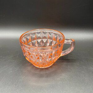 Vintage Windsor Jeannette Depression Glass Tea Coffee Cup Pink Geometric VTG